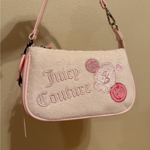 Juicy Couture Handbags - Juicy Couture Light Pink Embroidered Shoulder Bag
